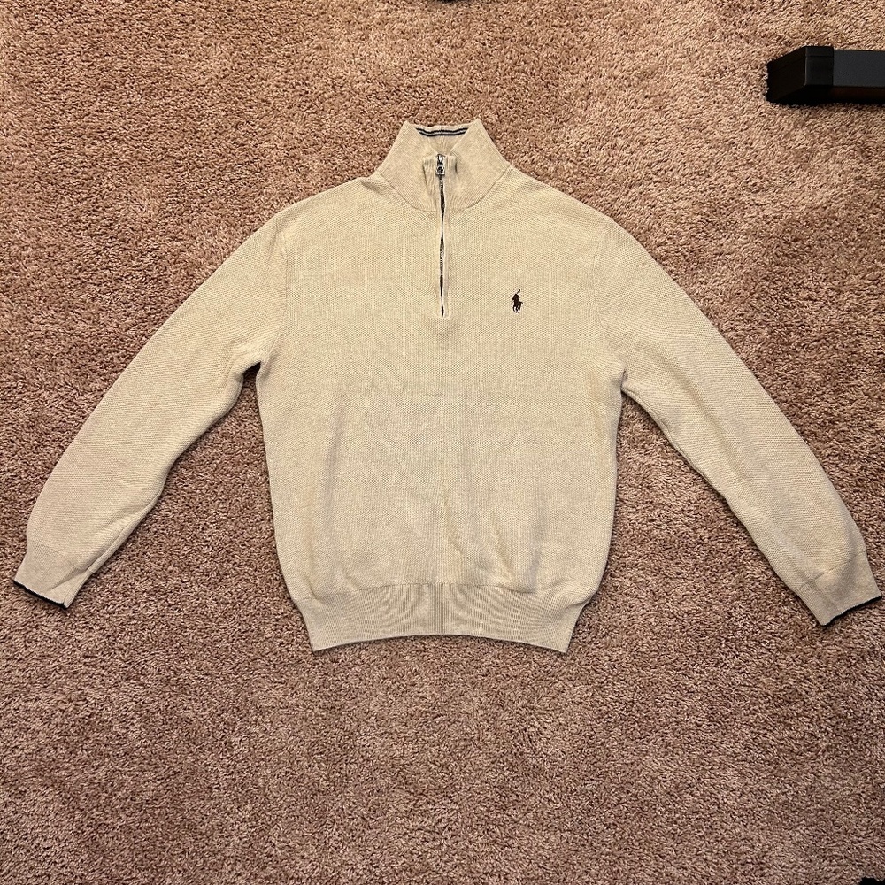 Polo Ralp Lauren Mesh-Knit Quarter-Zip Sweater
